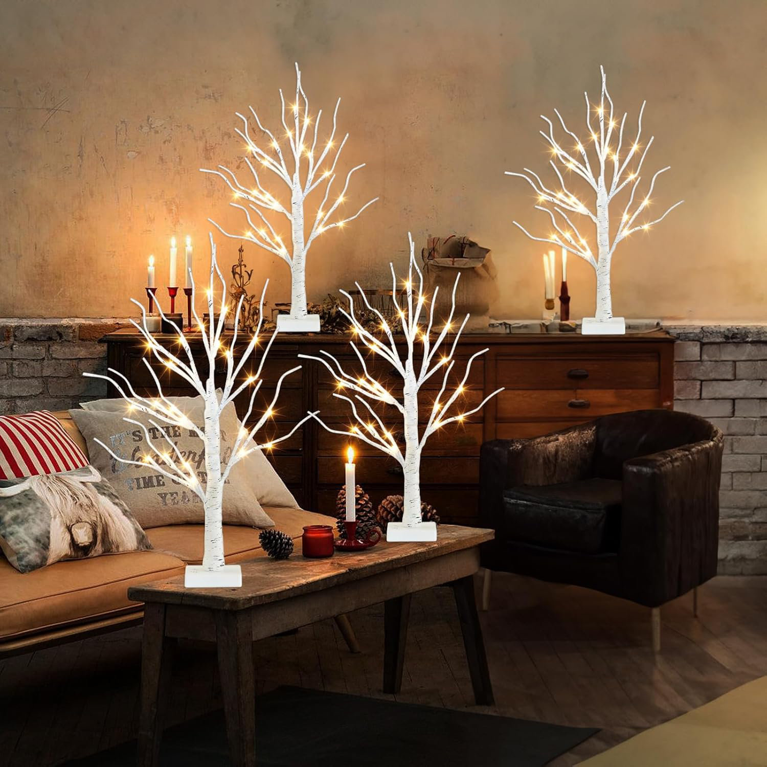 Fairy lights for inside fireplace top